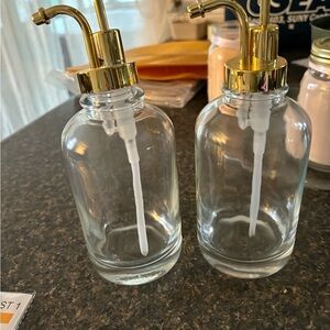 Gold and Clear Glass Syrup Dispenser Set